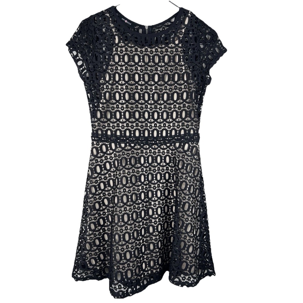 Amy Byer Girls Dress Size 16 Black Lace Crochet Overlay Holiday Party (XL)